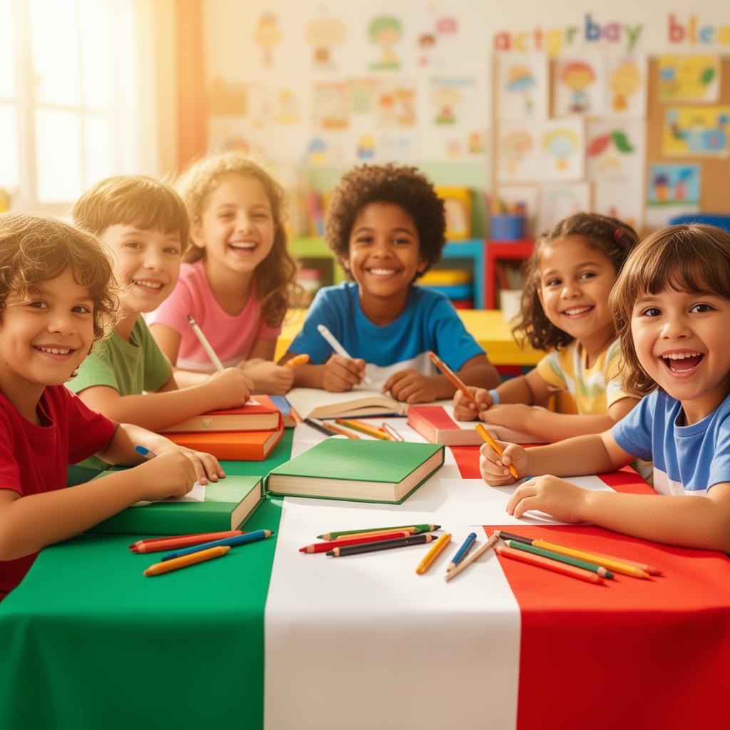 Kids learning Italian